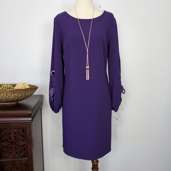 MSK Elegant Purple Shift Dress NEW NWT Size XS - Picture 1 of 8